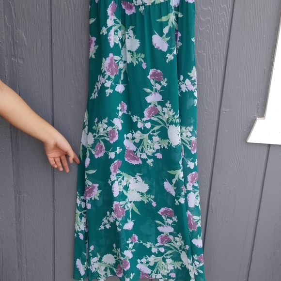 New York & co. Green floral maxi dress  Large - Picture 3 of 5